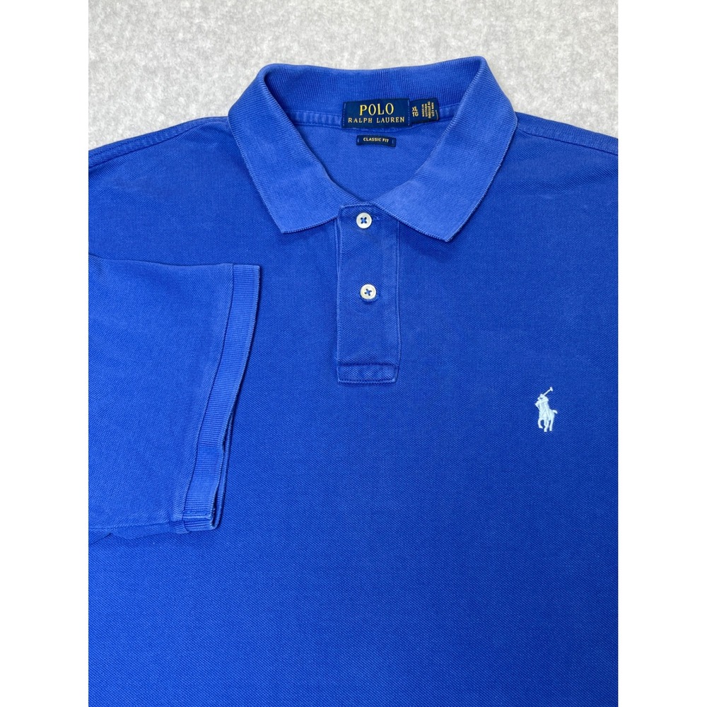 Polo Ralph Lauren Mens Classic Fit Royal Blue Mesh Cotton Polo Shirt XL
